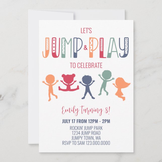 Invitación a la fiesta de cumpleaños Trampoline Ju (Anverso)