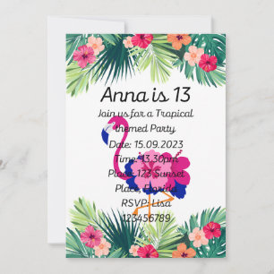 Invitación a la fiesta de cumpleaños tropical