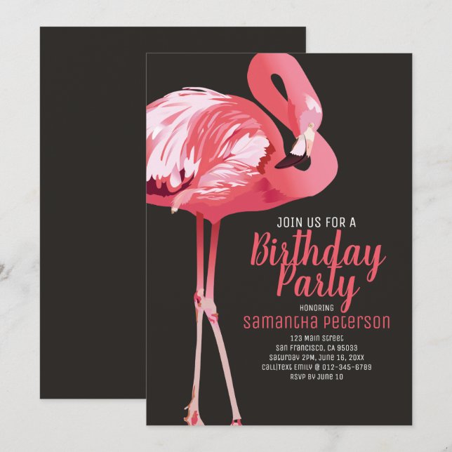 Invitación a la fiesta de cumpleaños tropical de C (Anverso / Reverso)