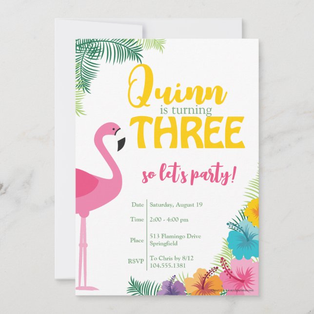 Invitación a la fiesta de cumpleaños tropical, inv (Anverso)