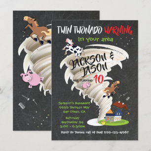 Invitación a la fiesta de cumpleaños Twin Tornado