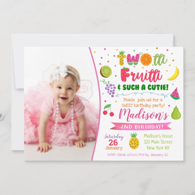 Invitación a la fiesta de cumpleaños Twotti frutti (Anverso)