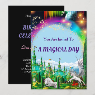 Invitación a la fiesta de cumpleaños Unicornio y P