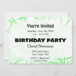 Invitación a la fiesta de cumpleaños verde