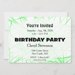 Invitación a la fiesta de cumpleaños verde