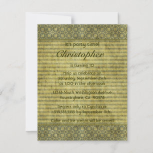 Invitación a la fiesta de cumpleaños verde añeja