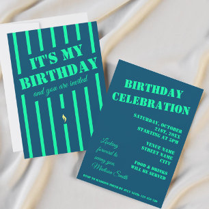 Invitación a la fiesta de cumpleaños verde azulada