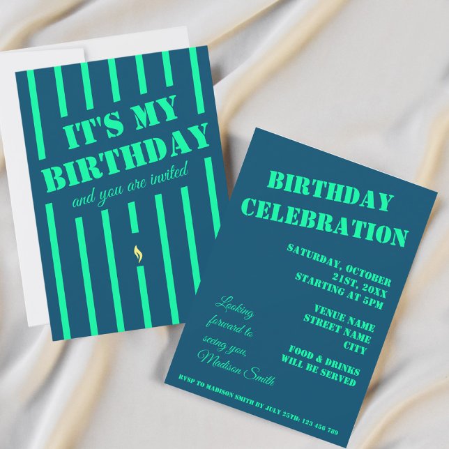 Invitación a la fiesta de cumpleaños verde azulada (Subido por el creador)