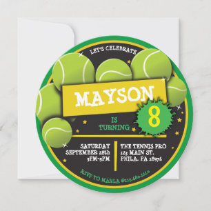 Invitación a la fiesta de cumpleaños VERDE de TENN