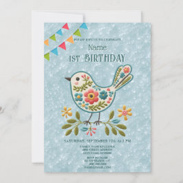 Invitación a la fiesta de cumpleaños verde floral