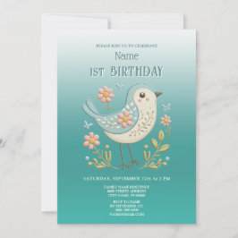 Invitación a la fiesta de cumpleaños verde floral