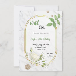 Invitación a la fiesta de cumpleaños verde y blanc