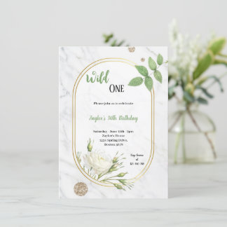 Invitación a la fiesta de cumpleaños verde y blanc