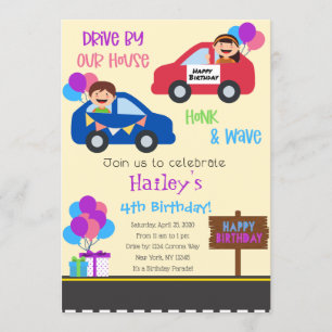 Invitación a la fiesta de cumpleaños vertical del