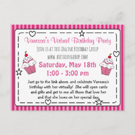 Invitación a la fiesta de cumpleaños virtual de Wh