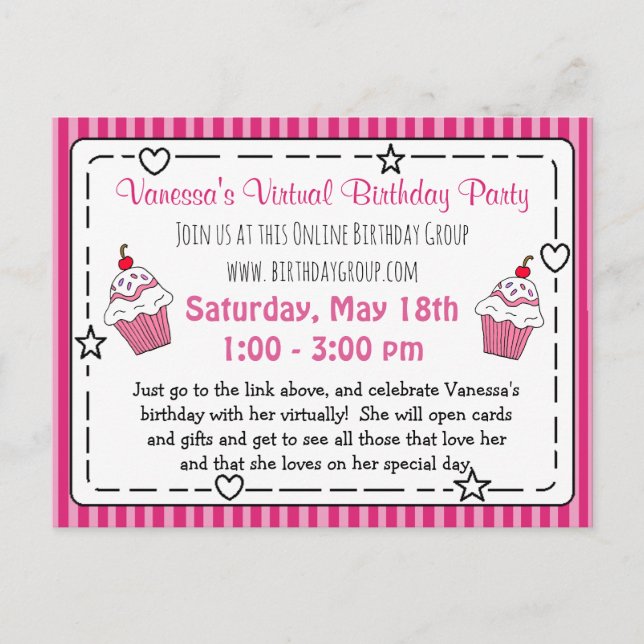 Invitación a la fiesta de cumpleaños virtual de Wh (Anverso)