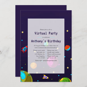 Invitación a la fiesta de cumpleaños virtual espac