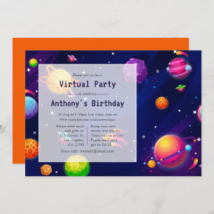 Invitación a la fiesta de cumpleaños virtual espac