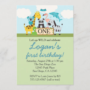 Invitación a la fiesta de cumpleaños Zoo Safari