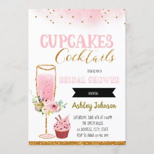 invitación a la fiesta de cupcakes y cócteles