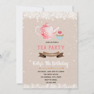 invitación a la fiesta de cupcakes y té