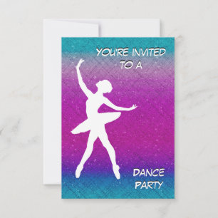 Invitación a la fiesta de danza rosa morado turque