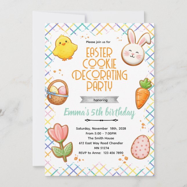 Invitación a la fiesta de decoración de galletas d (Anverso)
