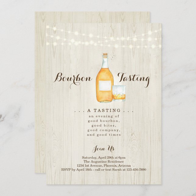 Invitación a la fiesta de degustación de Bourbon (Anverso / Reverso)