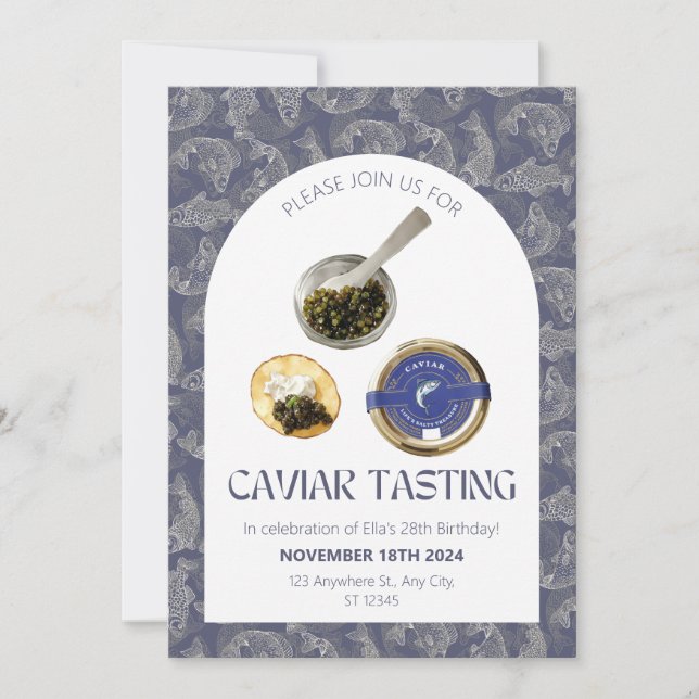 Invitación a la fiesta de degustación de caviar (Anverso)