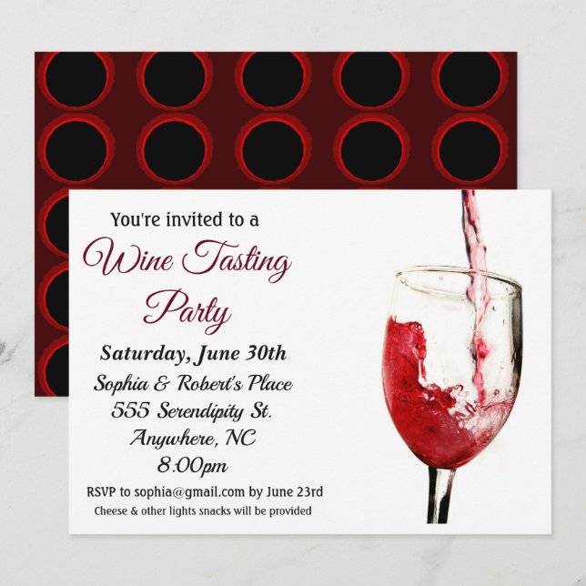 Invitación a la fiesta de degustación de vino de P (Anverso / Reverso)