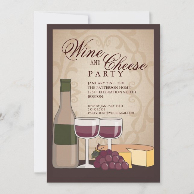 Invitación a la fiesta de degustación de vino y qu (Anverso)
