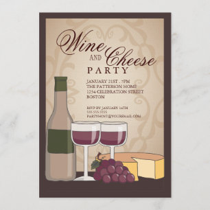 Invitación a la fiesta de degustación de vino y qu