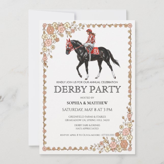Invitación a la fiesta de derby de carreras de cab (Anverso)