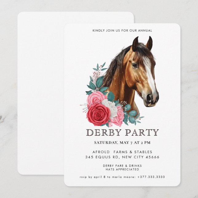 Invitación a la fiesta de Derby de estilo sureño (Anverso / Reverso)