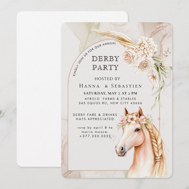 Invitación a la fiesta de Derby de estilo sureño (Anverso / Reverso)