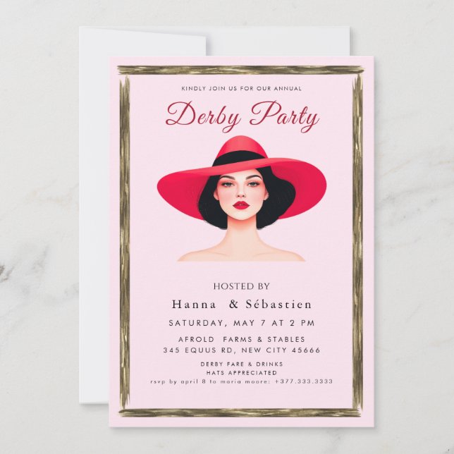 Invitación a la fiesta de derby de sombreros (Anverso)