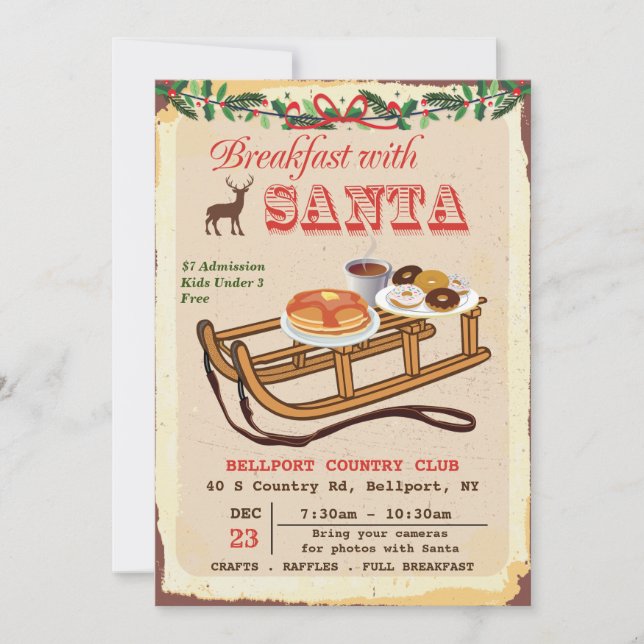 Invitación a la fiesta de desayuno con Santa (Anverso)