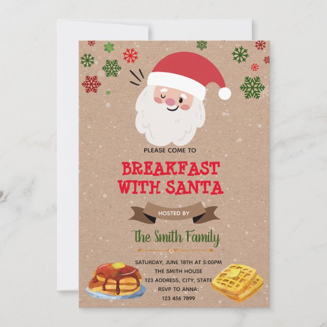 invitación a la fiesta de desayuno con Santa (Anverso)
