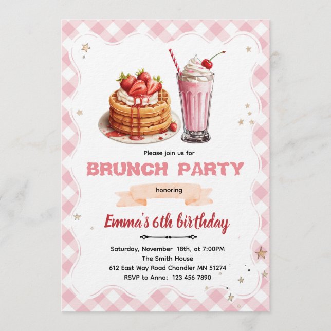 invitación a la fiesta de desayuno de cumpleaños (Anverso)