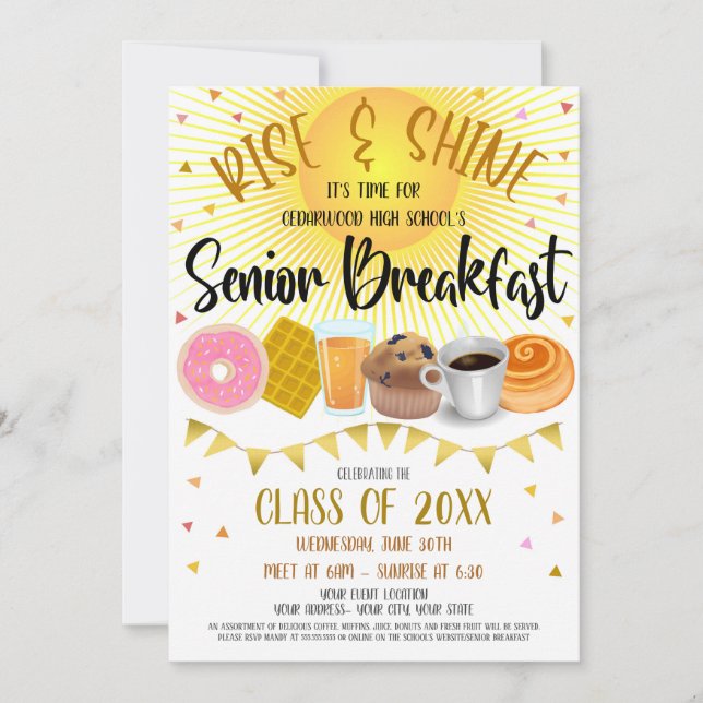 Invitación a la fiesta de Desayuno Senior de la Es (Anverso)