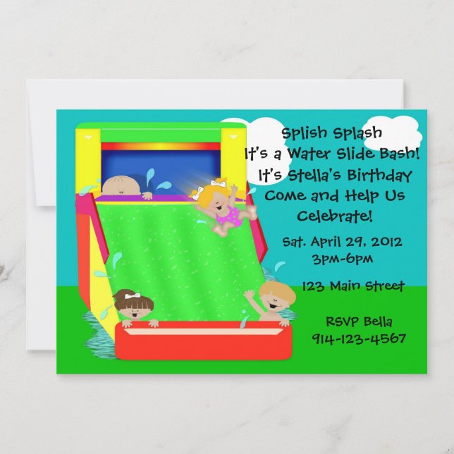 Invitación a la fiesta de deslizamiento de agua (Anverso)