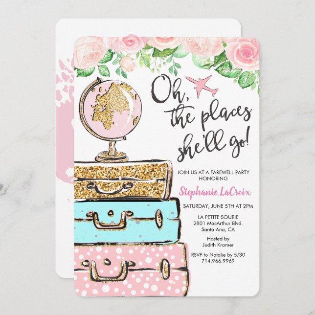 Invitación a la fiesta de despedida con temas de v (Anverso / Reverso)