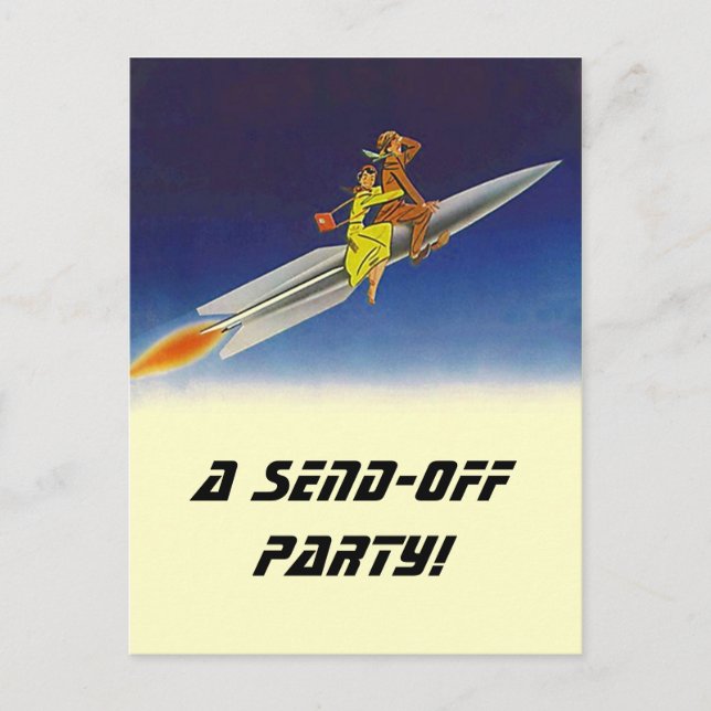 Invitación a la fiesta de despedida de cohete vint (Anverso)