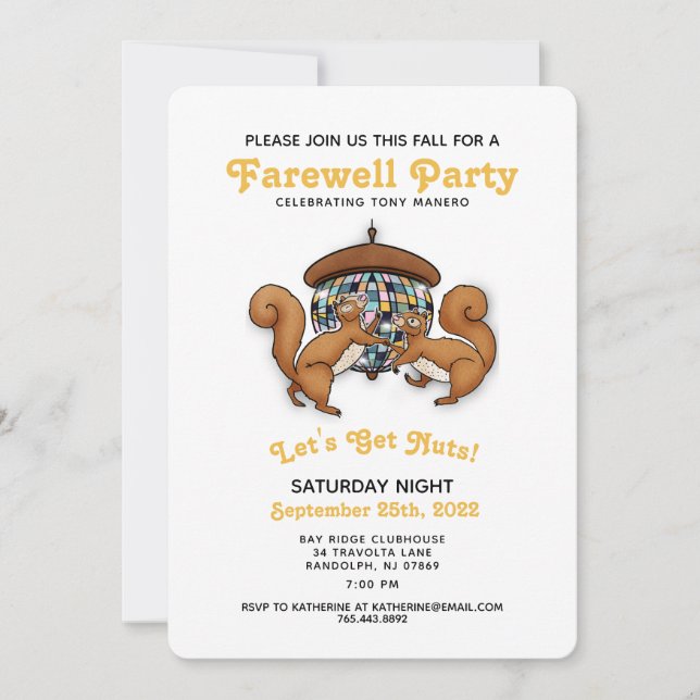 Invitación a la fiesta de despedida de Disco Squir (Anverso)