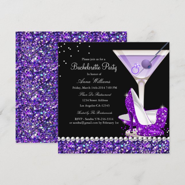 Invitación a la fiesta de despedida de soltera con (Anverso / Reverso)