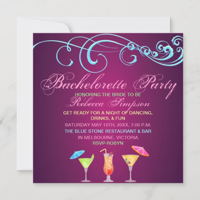 Invitación a la fiesta de despedida de soltera Hor (Anverso)