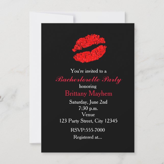 Invitación a la fiesta de despedida de soltera Red (Anverso)