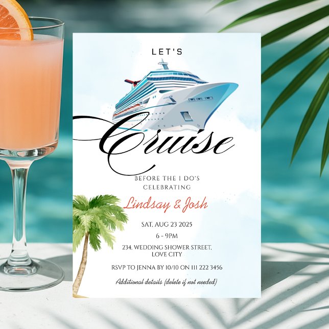 Invitación a la Fiesta de Despedida de Solteros de (Cruise Wedding Couples Shower Invitation)
