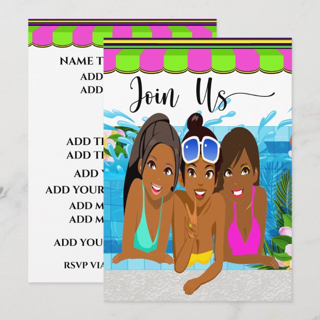 Invitación a la Fiesta de Día de Damas fuera de Ca (Anverso / Reverso)