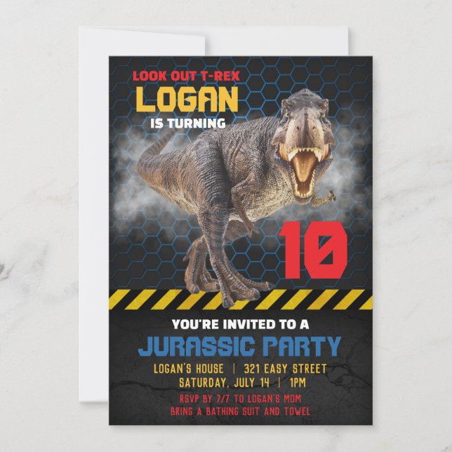 Invitación a la fiesta de dinosaurios (Anverso)